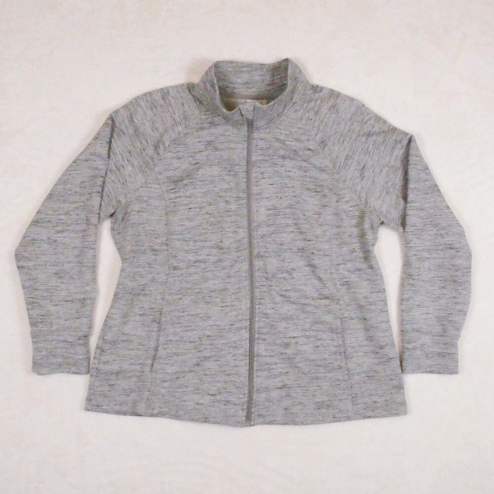 Danskin Now Stretch Zip Jacket Size XXL Grey Space Dyed Activewear Balletcore